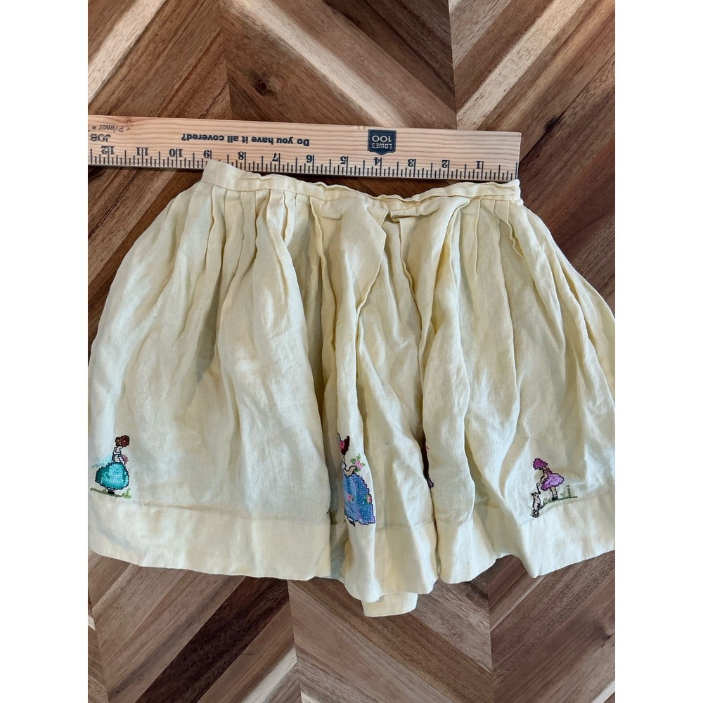 Vintage Girls Skirt Hand Made Crosstitch Cottage Cat Flowers - Picture 7 of 8